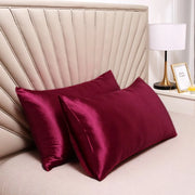 Cuscino a doppia faccia in seta - piuma soffice e liscia - chiusura a sacco - protetto contro allergie e parassiti - protegge capelli e pelle dalle rughe - 51x66cm - Rosso scuro