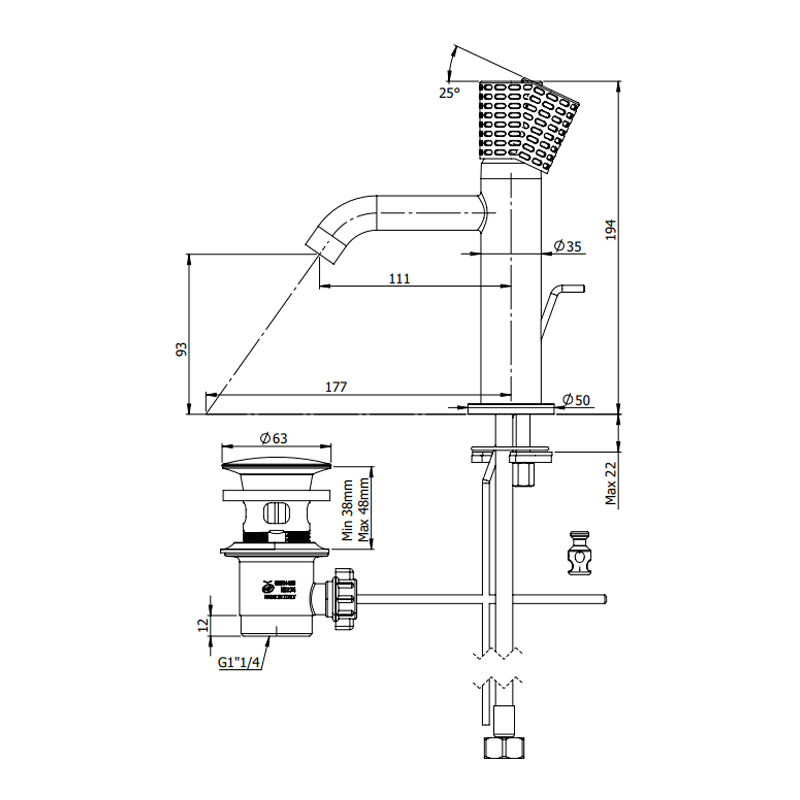 Miscelatore monocomando lavabo con scarico - serie Celebrity