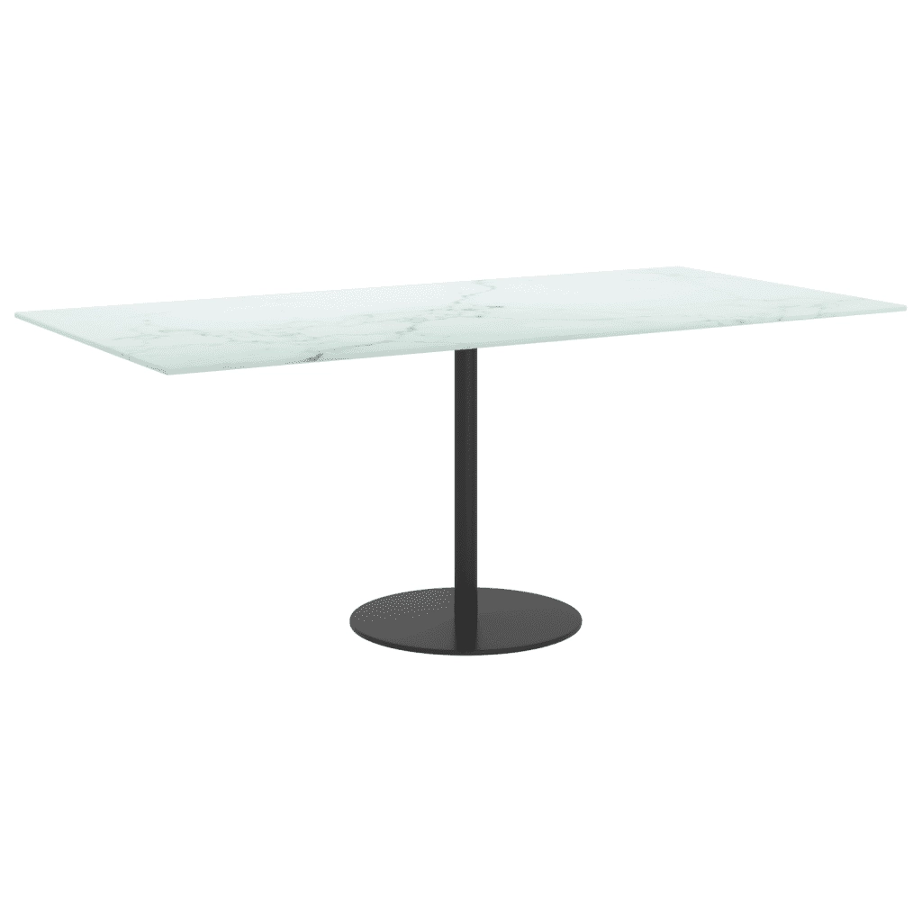 Piano Tavolo Bianco 100x50 cm 6mm Vetro Temperato Design Marmo 322258