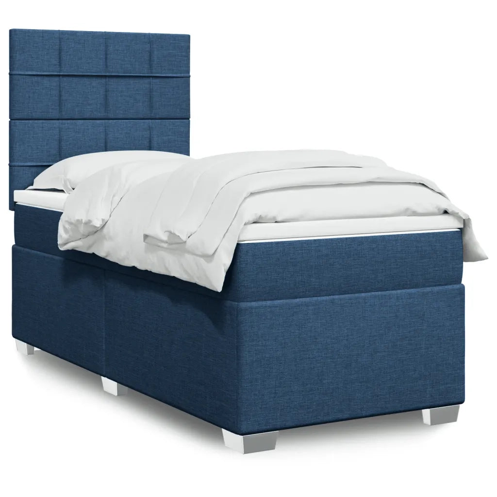 vidaXL Giroletto a Molle con Materasso Blu 100x200 cm in Tessuto