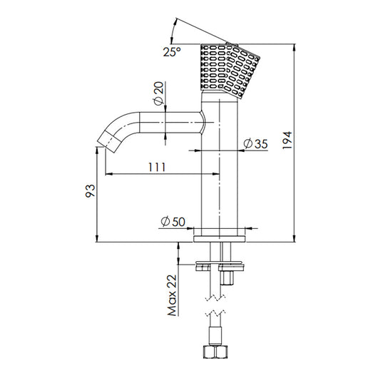 Miscelatore lavabo senza scarico e senza foro sul corpo - serie Celebrity