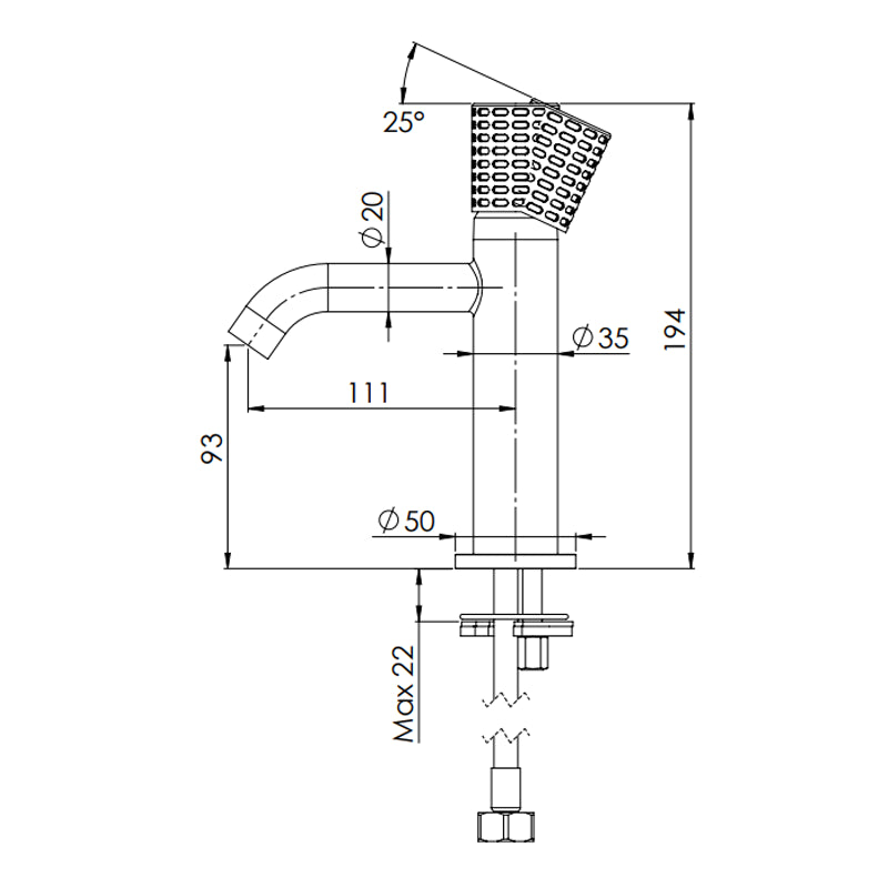Miscelatore lavabo senza scarico e senza foro sul corpo - serie Celebrity