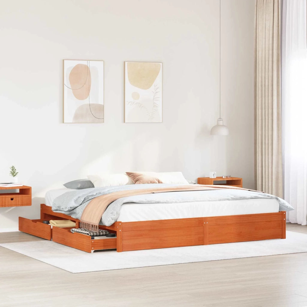 Struttura del letto con cassetto Marrone cerato 180 x 200 cm