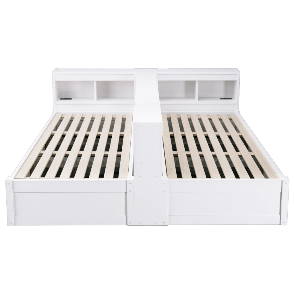 DESMIU Divano Letto 90/180 × 200 cm 2 Posti con Presa, LED e Contenitore Idraulico, senza Materasso, Bianco