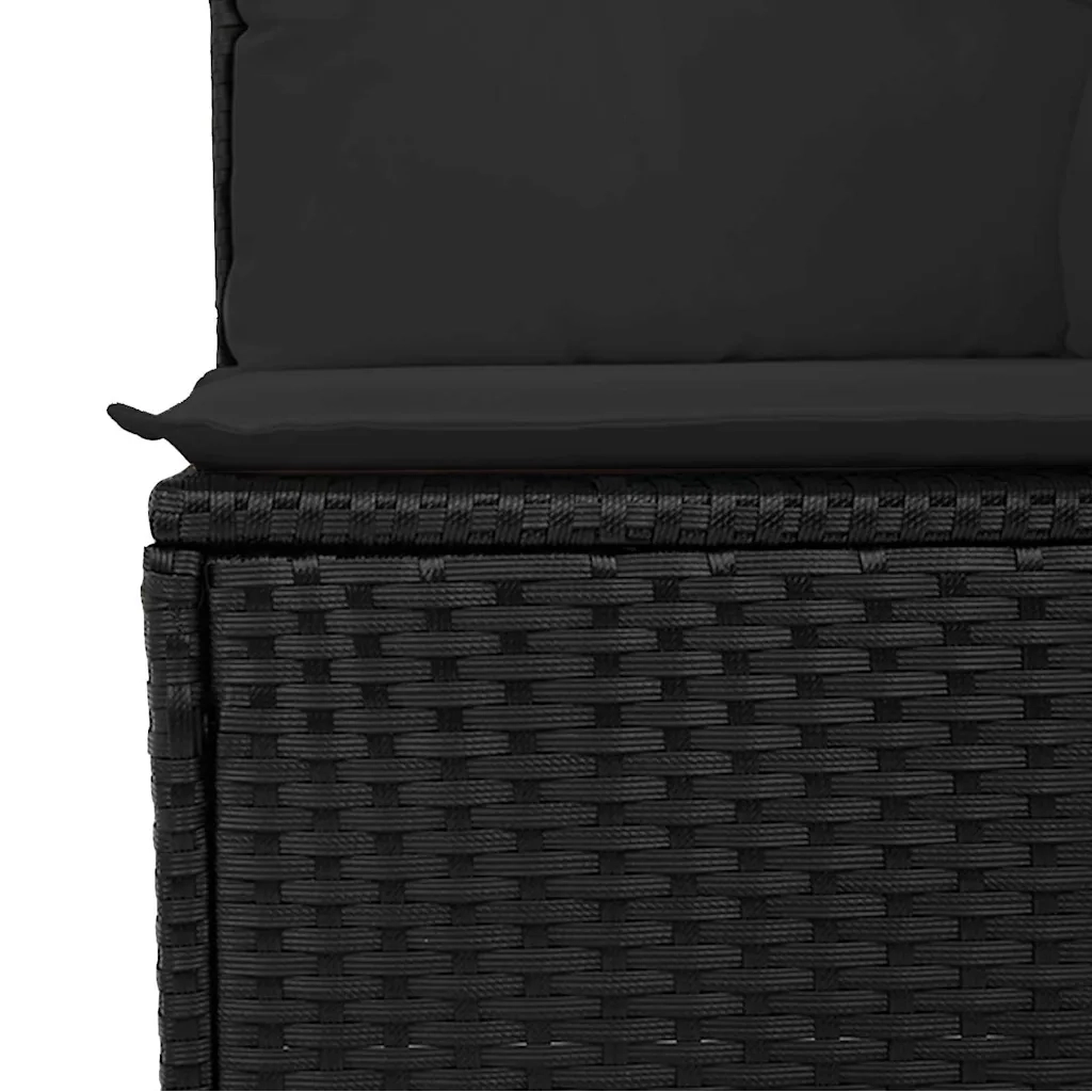 Set Divano da Giardino con archiviazione 9 pcs Nero polyrattan