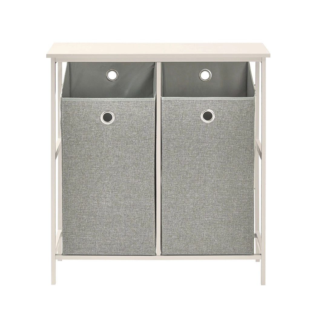 Mobiletto portabiancheria con 2 sacchetti Portabiancheria rimovibili Cesto della biancheria Mobiletto del bagno grigio BZR57-W