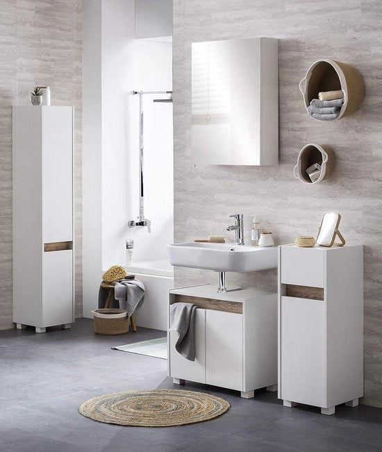 Cassettiera per bagno alta - 302 x 1645 x 33 cm - cassettiera per bagno alta in bianco