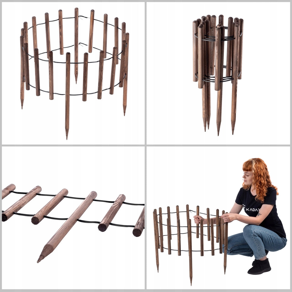 Recinzione da giardino KADAX, bordura in legno per prato, 185 cm, colore marrone.