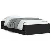 Letto singolo | Letto per adulti | Giroletto con Cassetti Nero 90x190 cm in Legno Multistrato