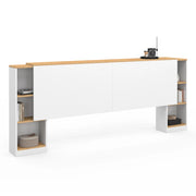 IDMarket - Cabecero extensible CATBA con almacenamiento deslizante para camas de 140 y 160 CM de madera y blancas