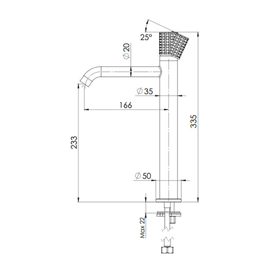 Miscelatore alto per lavabo modello XL senza scarico - serie Celebrity