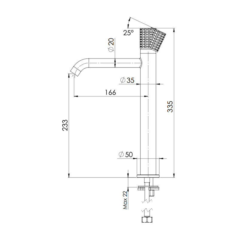Miscelatore alto per lavabo modello XL senza scarico - serie Celebrity