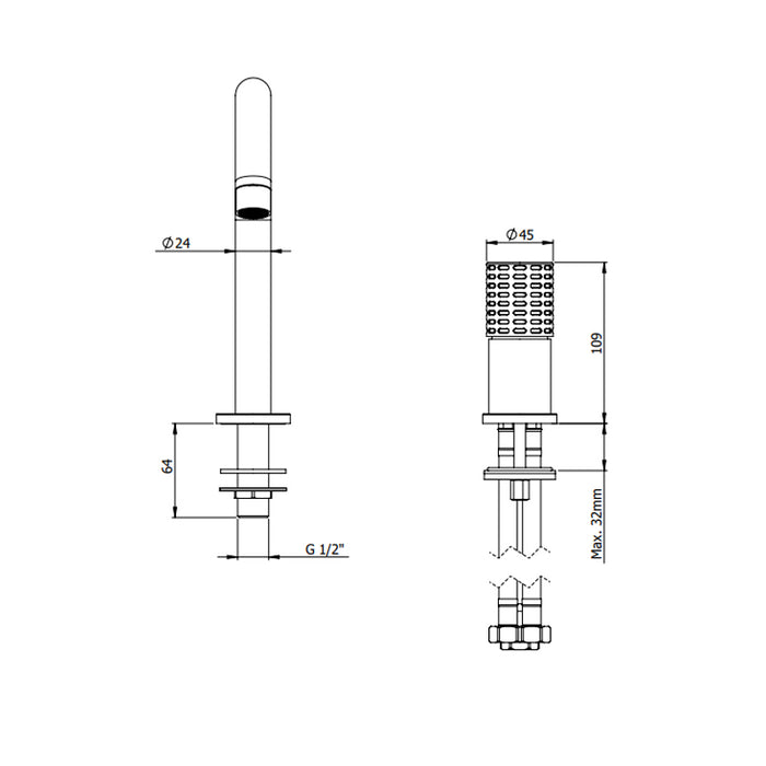 Miscelatore per lavabo a due fori senza scarico -serie Celebrity