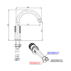 Miscelatore per lavabo a due fori senza scarico -serie Celebrity