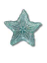 Piatto stella in vetro seashell turchese 17cm