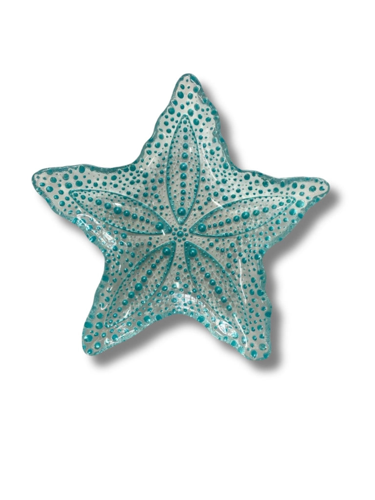 Piatto stella in vetro seashell turchese 17cm