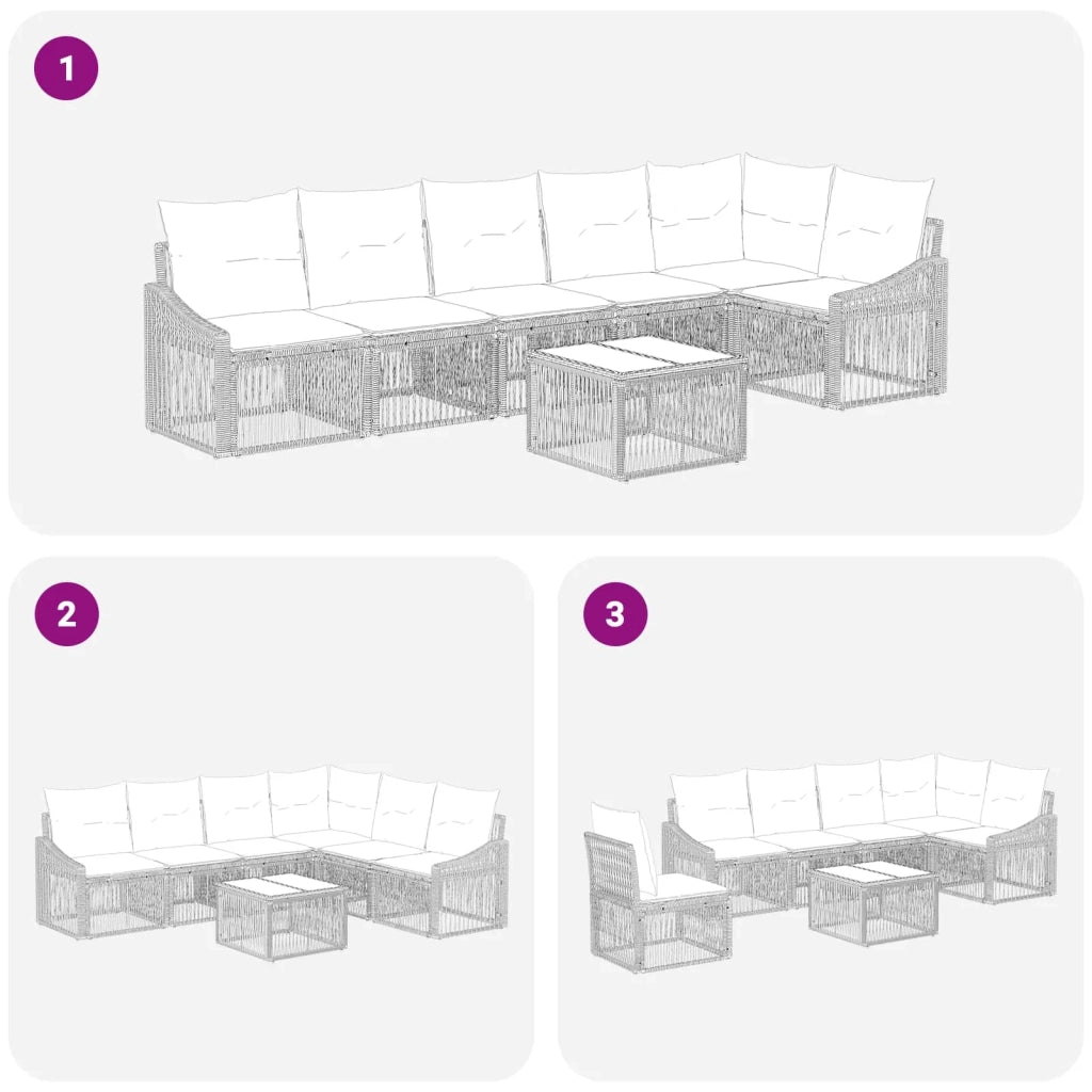 Set Divano da Giardino 7 pcs Nero polyrattan 3436012