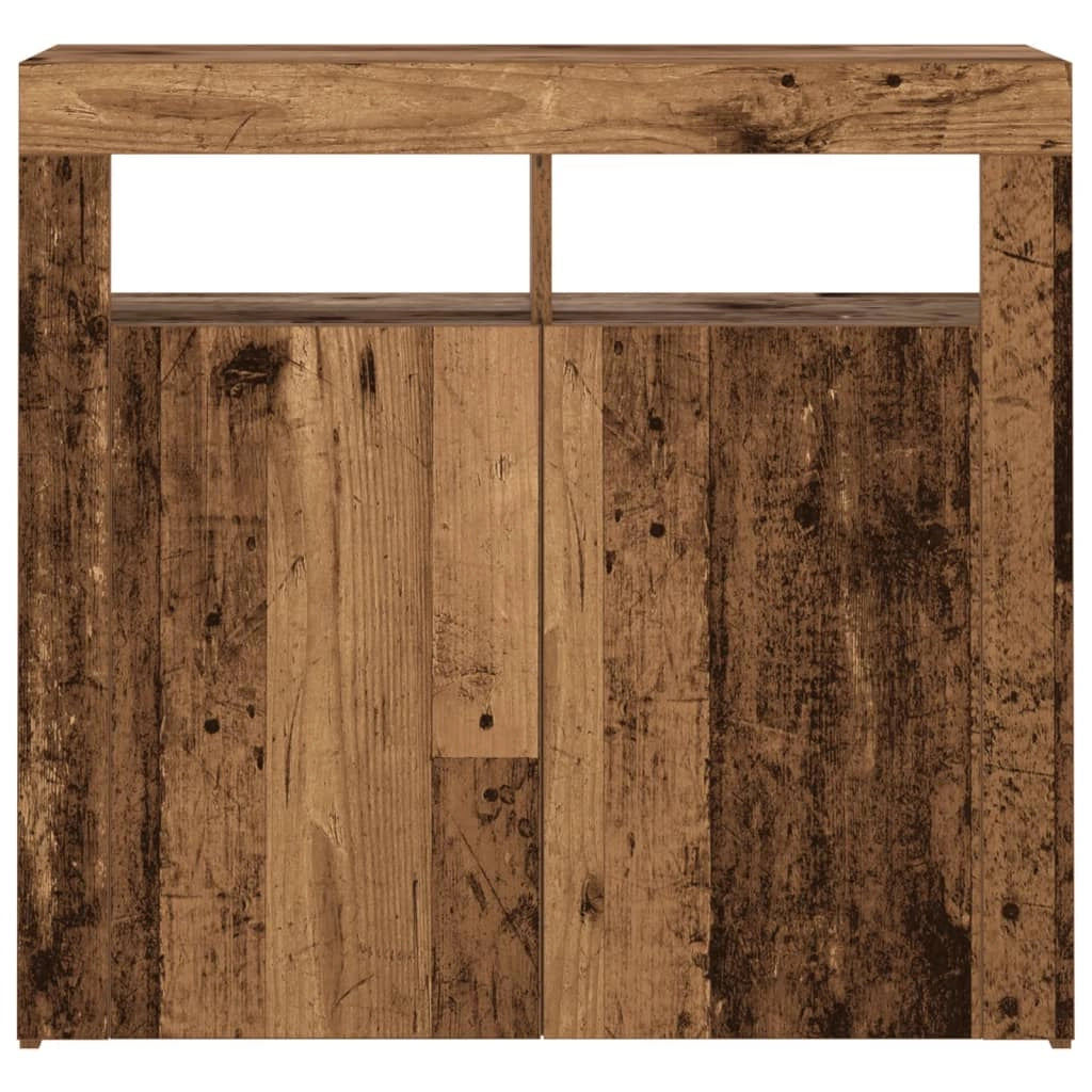 Buffet credenza cassettiera armadio mobile contenitore organizer per cucina soggiorno salotto e luci a LED legno invecchiato 80 x 35 x 75 cm legno ingegnerizzato legno vecchio 02_0031754