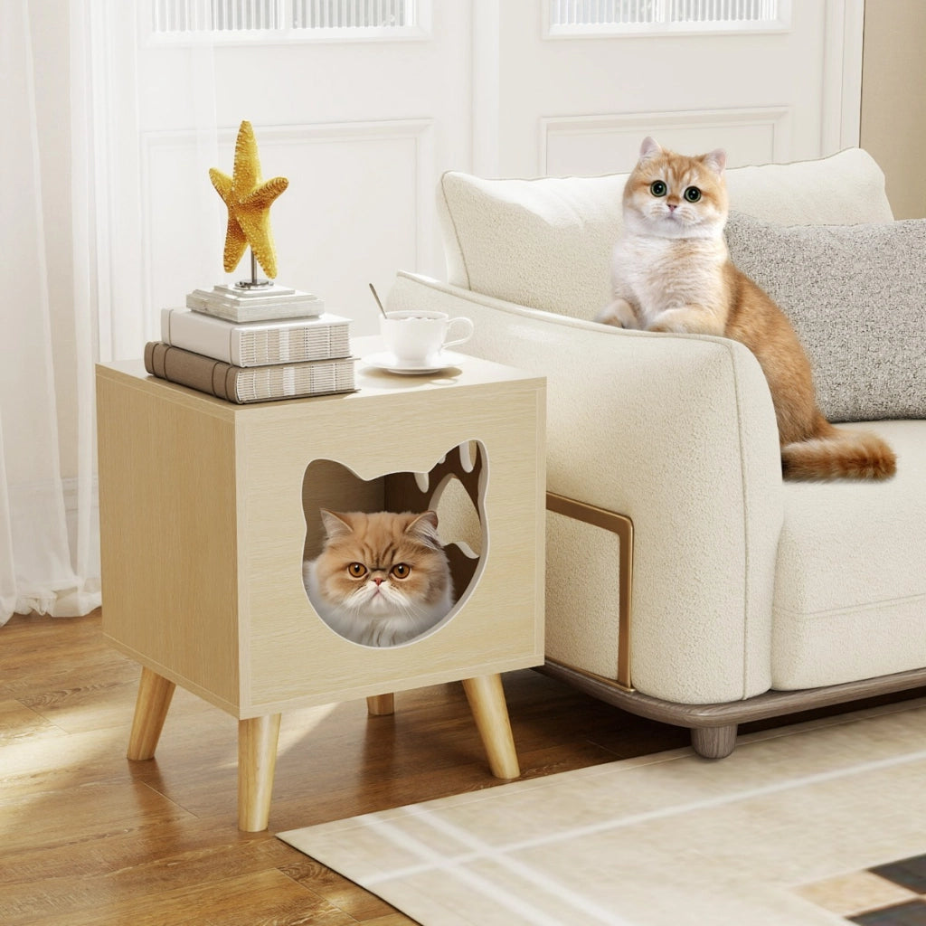 Chiusura per lettiera gatto con buco e finestra a forma di zampa, Mobile moderno per gattini con parte superiore rimovibile-Lettini e divanetti