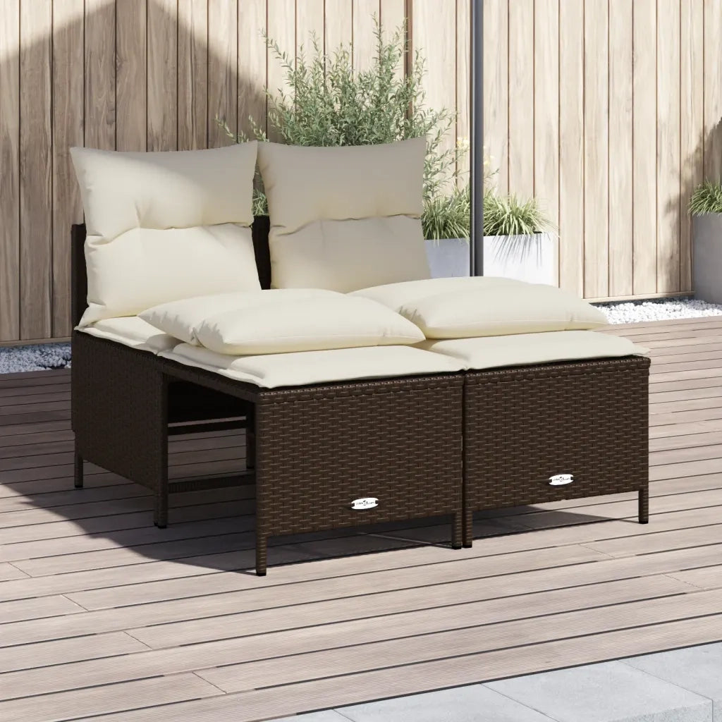 Set Divano da Giardino 4 pz | Set Salotto da Giardino con Cuscini Marrone in Polyrattan
