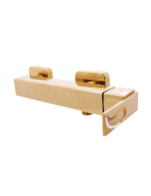 Miscelatore doccia da incasso con doccetta ROYAL decorato con pietra in ottone placcato oro