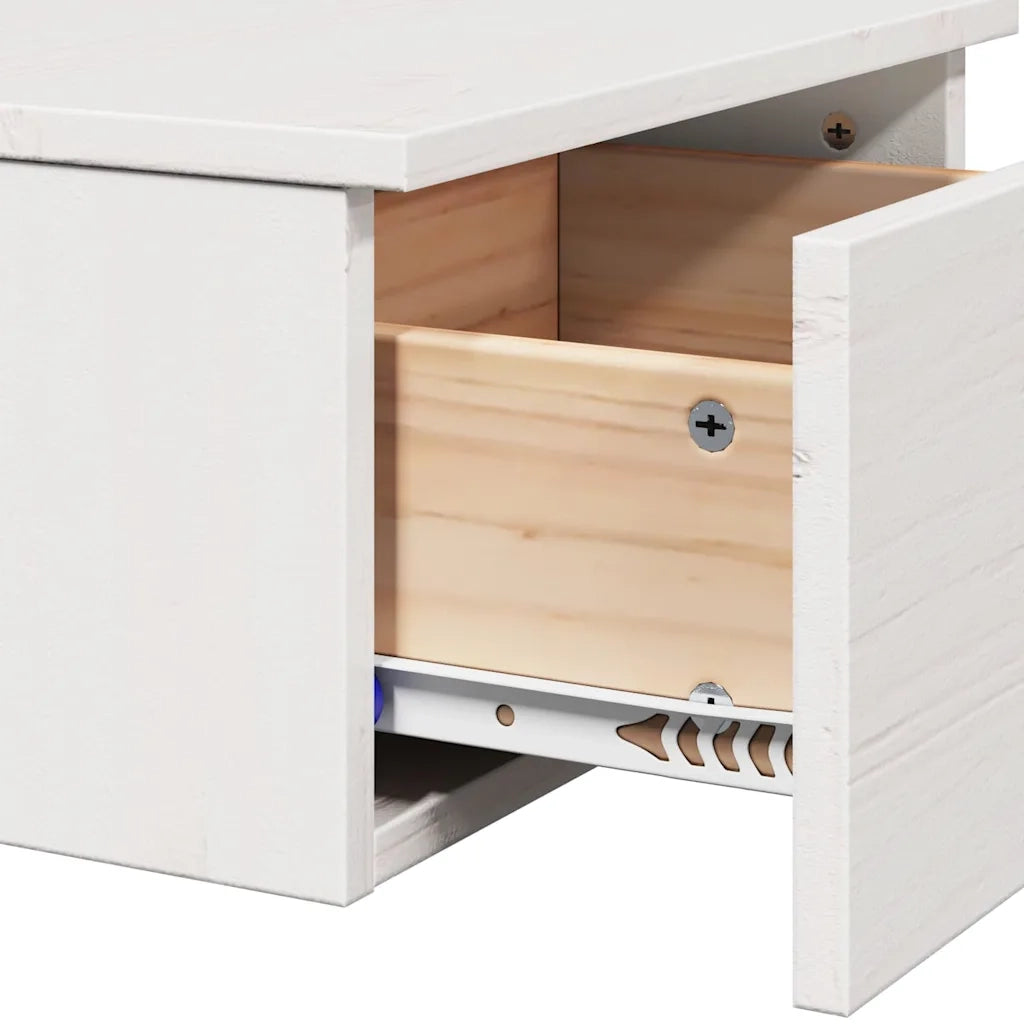 vidaXL Comodino Bianco 37 x 35 x 18.5 cm Legno di pino massello