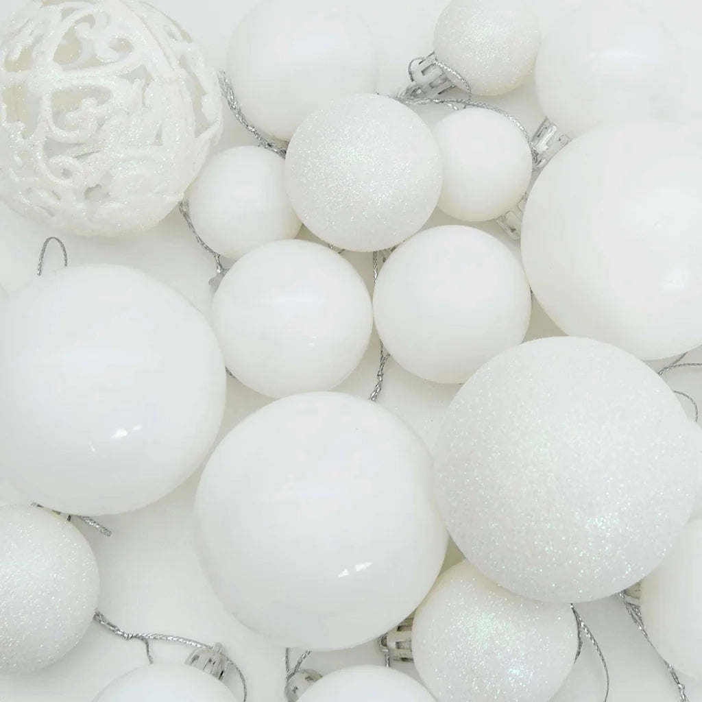Set di Palle di Natale con 150 LED 61 pz-Decorazioni natalizie Bianco Plastica