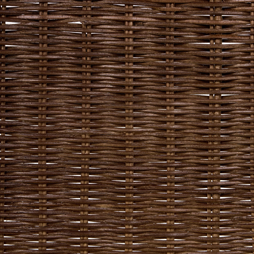 Set di 2 sedie da pranzo con seduta e schienale in rattan marrone scuro e gambe in ferro, senza braccioli