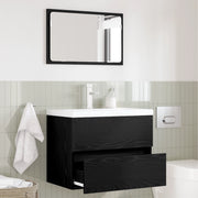Set Mobili Bagno 2 Pezzi Nero Rovere Legno Ingengerizzato