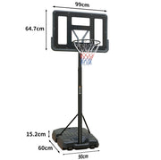 Canestro da basket regolabile con ruote, nero