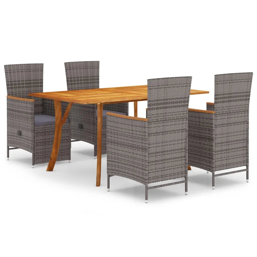 Set Mobili da Pranzo per Giardino 5 pz Grigio cod mxl 75728