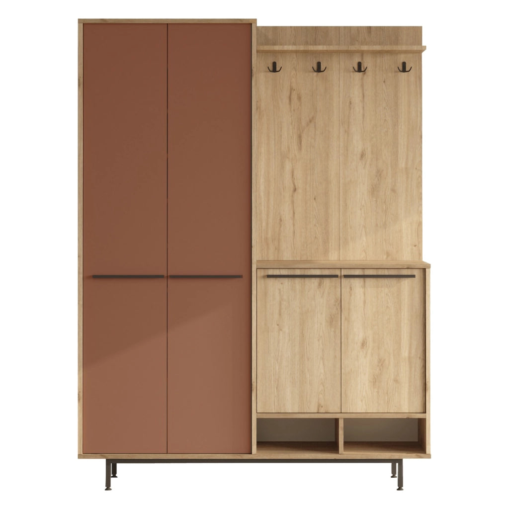 Tignale, Mobile da Ingresso Appendiabiti, 147x36x196h cm Marrone Terracotta