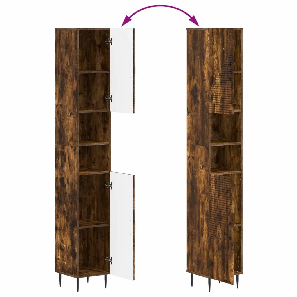 Set di Armadi da Bagno da 2 Pezzi HAARLEM Rovere Fumo 3417536