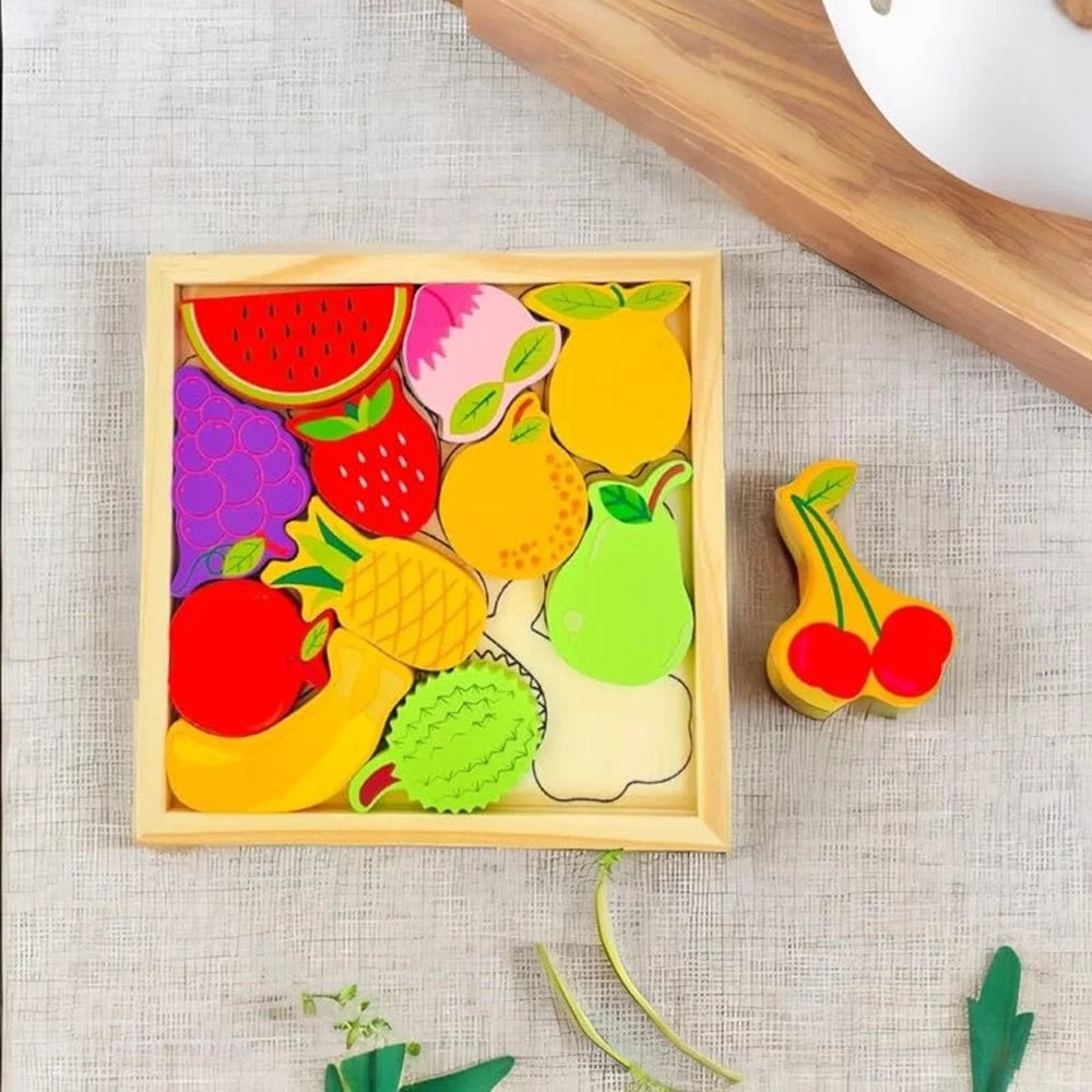Trade Shop - Puzzle 3d A Incastro In Legno Forma Frutti Per Bambini Gioco Da Tavolo Educativo 07941 -