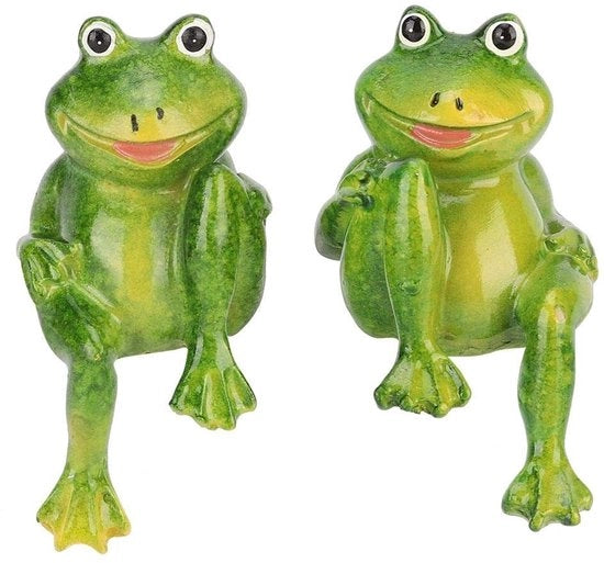 Decorazione esterna a forma di rana realizzata a mano - Tuindecorazione - Bicchiere di natura - Scultura - Ornamento - Resina naturale, ecocompatibile