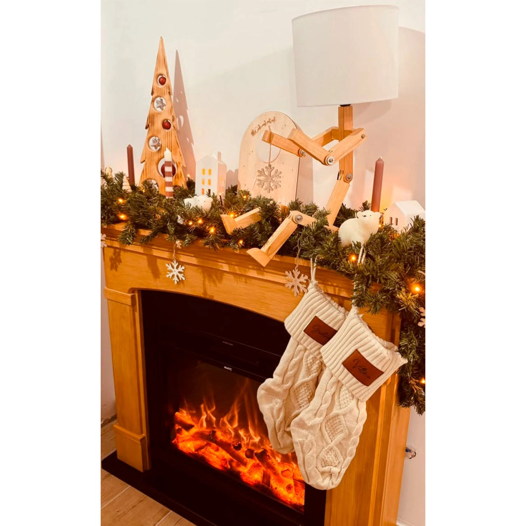 Caminetto Fuego Monica Rovere 1500w a Parete Con Cornice Telecomando e Bruciatore 1500w Rovere