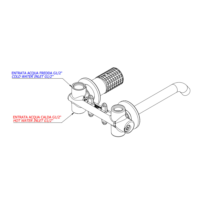 Miscelatore incasso per lavabo su due piastre tonde separate bocca 17 cm - serie Celebrity