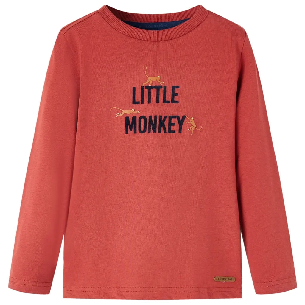 Maglietta per Bambini Maniche Lunghe Rosso Bruciato 116cod mxl 108076