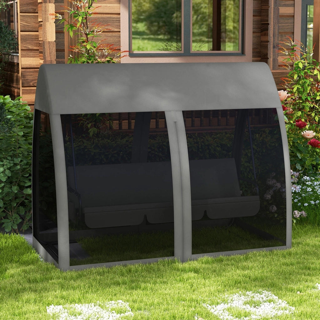 Dondolo da giardino 3 posti con cuscini e tendalino ¨C zephmum ¨C grigio 240x140x197 cm