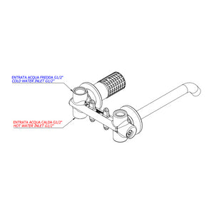 Miscelatore incasso per lavabo su due piastre tonde separate bocca 19 cm - serie Celebrity