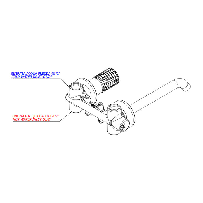 Miscelatore incasso per lavabo su due piastre tonde separate bocca 19 cm - serie Celebrity