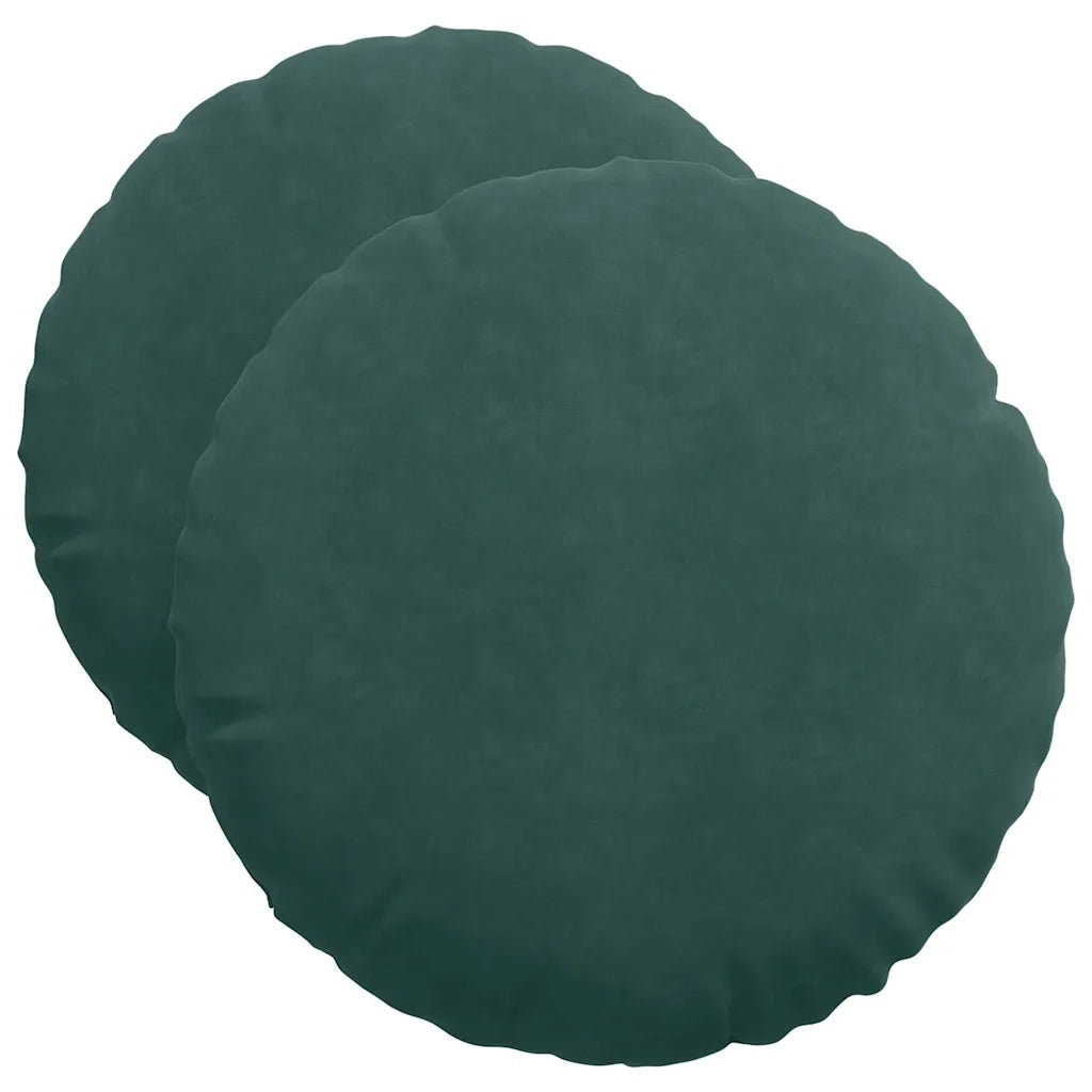 Cuscini per Seduta 2 pcs Verde Scuro Ø50 x 19 cm Velluto
