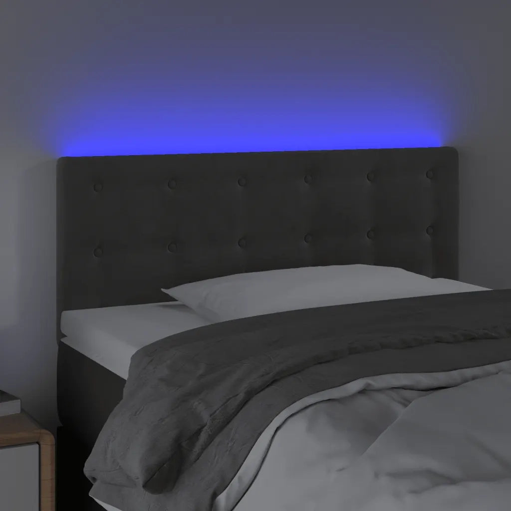 Testiera a LED-Testata con LED Grigio Scuro 90x5x78/88 cm in Velluto 565436