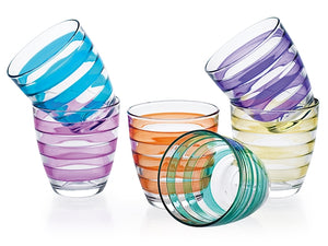 Confezione 6 bicchieri helezon in vetro colori assortiti cl 27