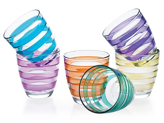 Confezione 6 bicchieri helezon in vetro colori assortiti cl 27