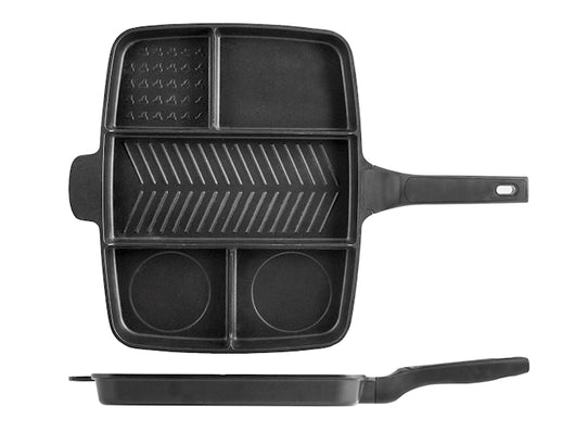 Bistecchiera antiaderente 5 scomparti rettangolare induzione