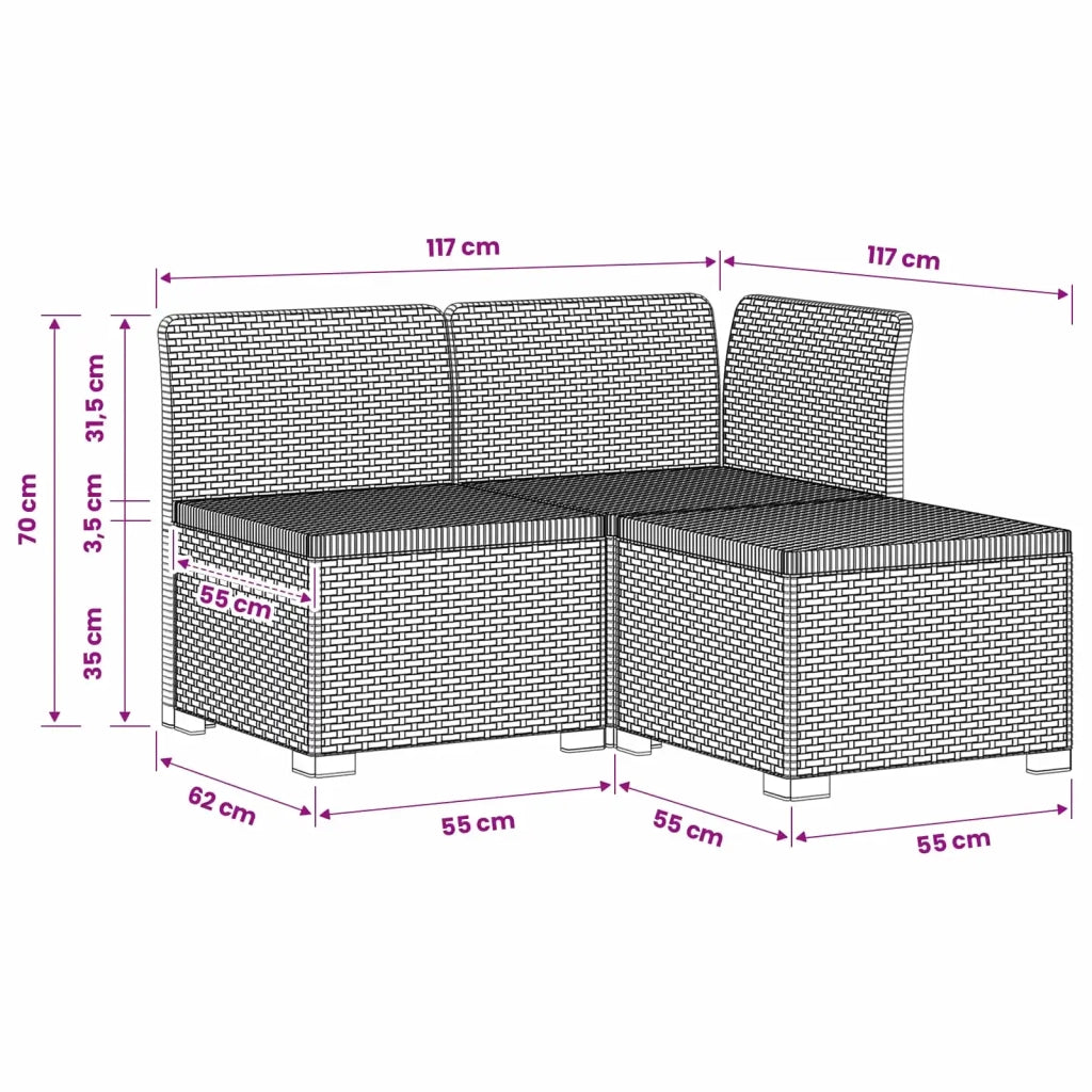 Divano da Giardino a 3 Posti in Aspetto Rattan PP Bianco 8011886