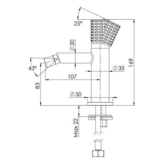 Miscelatore bidet senza scarico e senza foro sul corpo - serie Celebrity