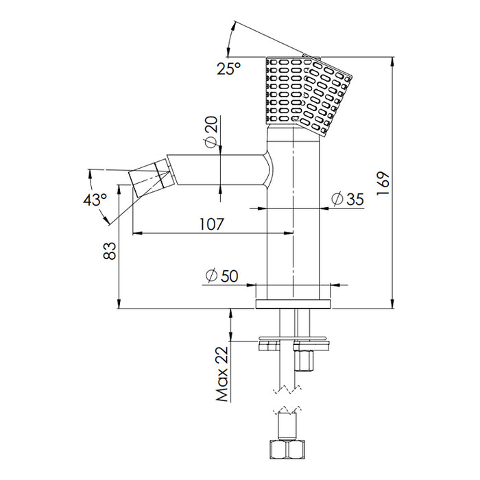 Miscelatore bidet senza scarico e senza foro sul corpo - serie Celebrity