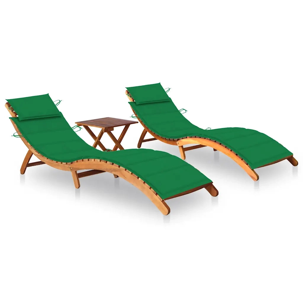 Sdraio 2 pz con Tavolo e Cuscini in Legno Massello di Acacia cod mxl 18788